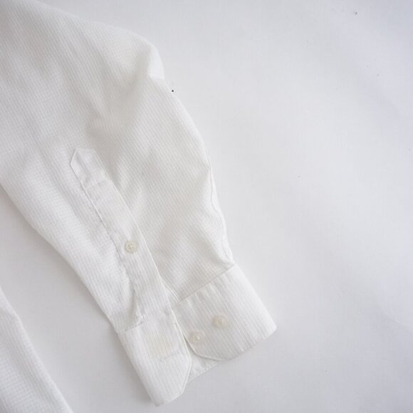 Vtg Givenchy White Cross Pattern Cotton Blend Button Down Dress Shirt 15.5 32/33 - Picture 4 of 11